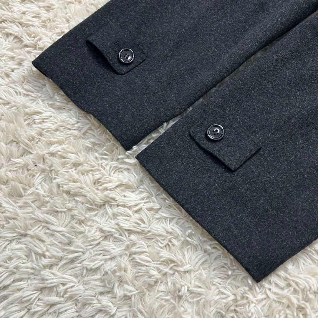 【美品】カシミヤ100% ステンカラーコート ダークグレー 大きいサイズ A7
