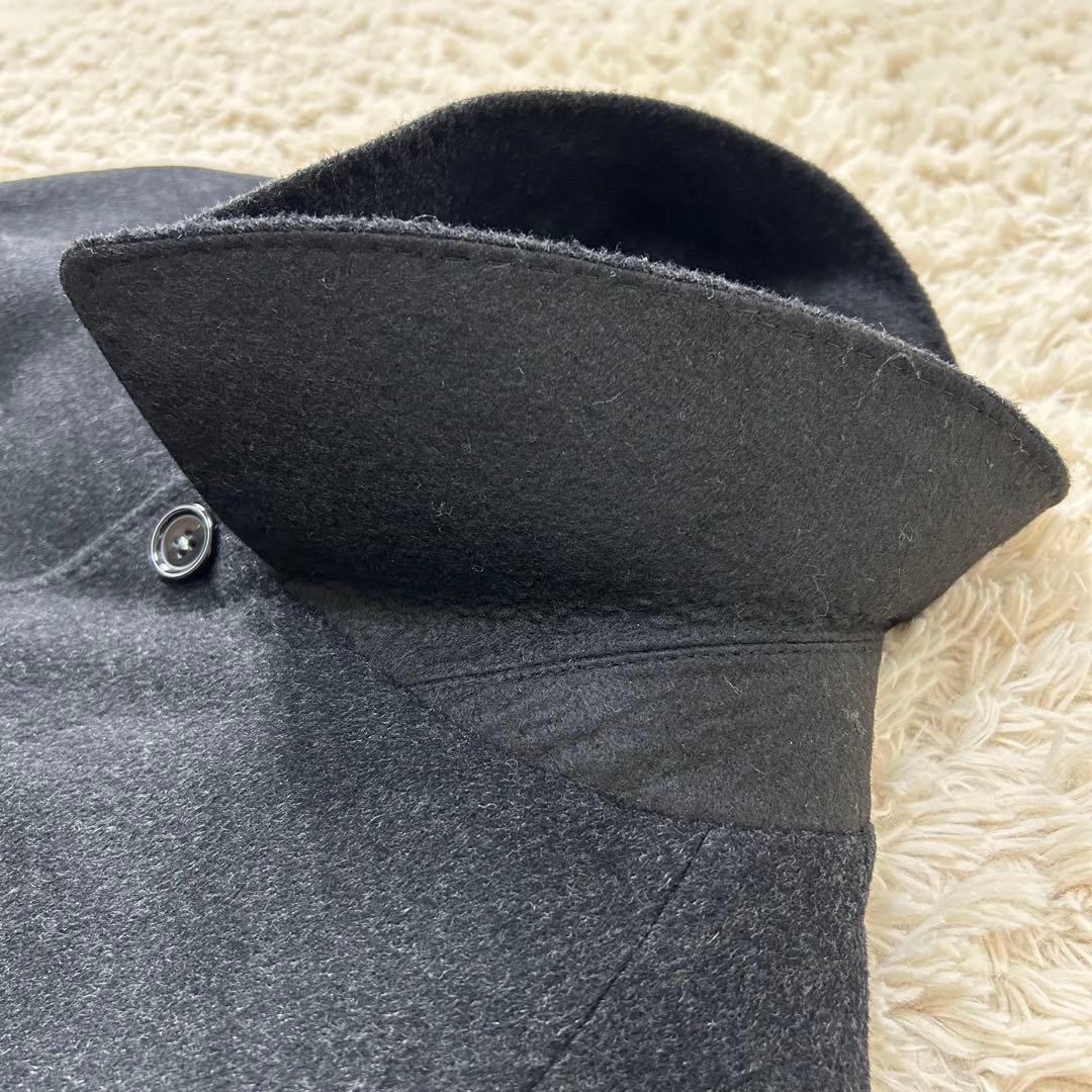 【美品】カシミヤ100% ステンカラーコート ダークグレー 大きいサイズ A7