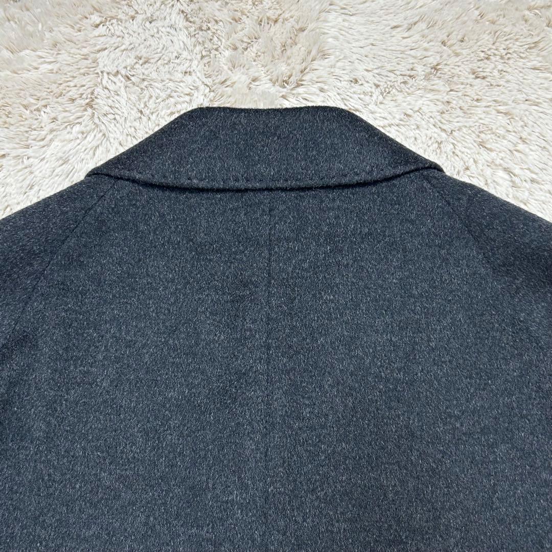 【美品】カシミヤ100% ステンカラーコート ダークグレー 大きいサイズ A7