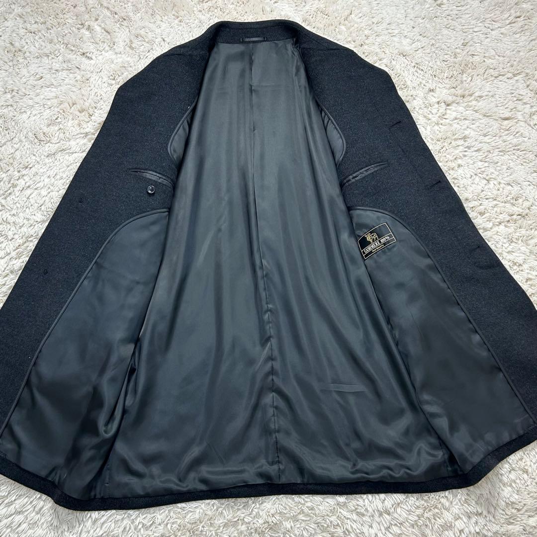【美品】カシミヤ100% ステンカラーコート ダークグレー 大きいサイズ A7