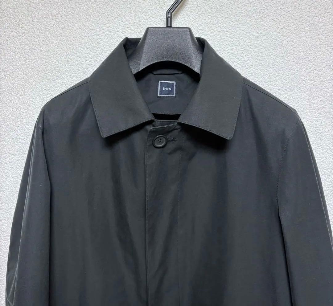 美品★SHIPS オルメテックス ステンカラーコート CASHPAD 黒 L