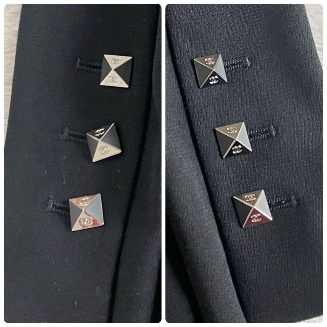 シャネル 03A ウール ココボタン ダブル チェスターコート 38 ブラック