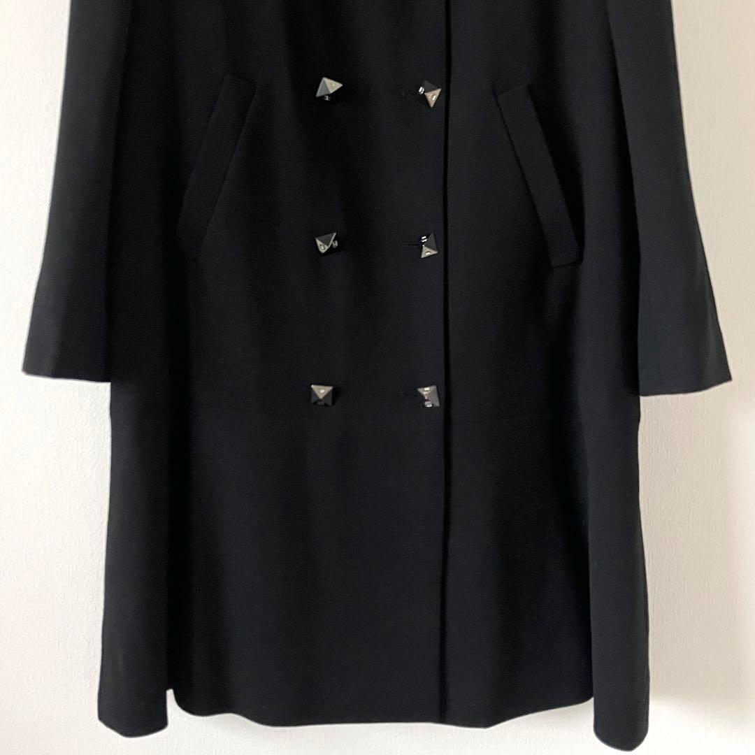 シャネル 03A ウール ココボタン ダブル チェスターコート 38 ブラック