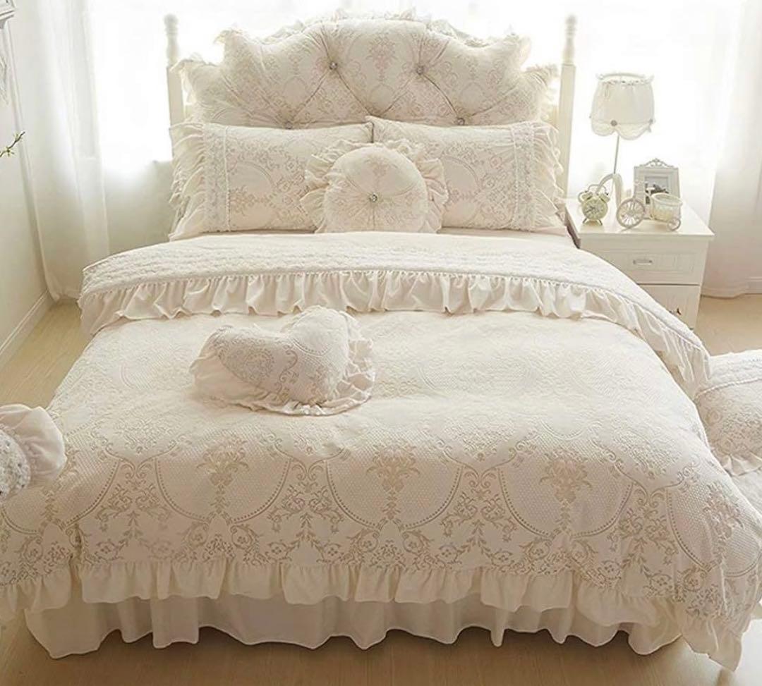 プリンセスレース シングルベッドカバー 枕カバー クッションカバー お姫様