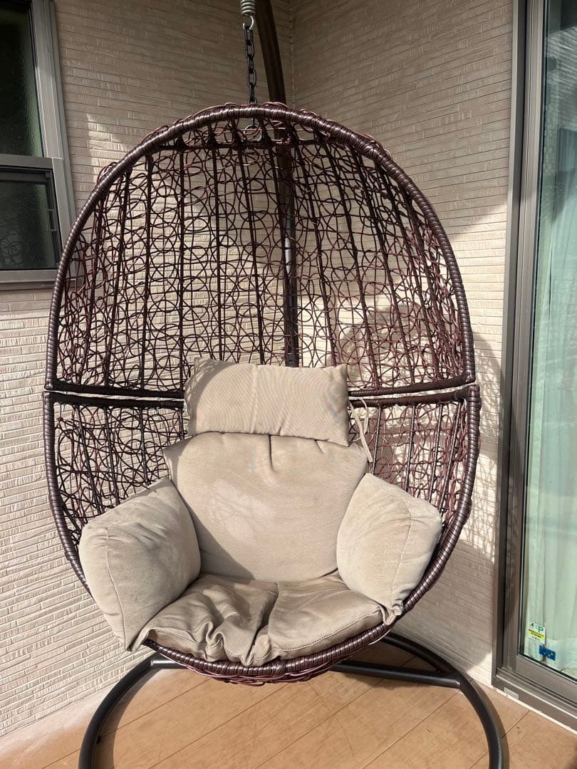 ハンギングチェア 卵型 ブラウン