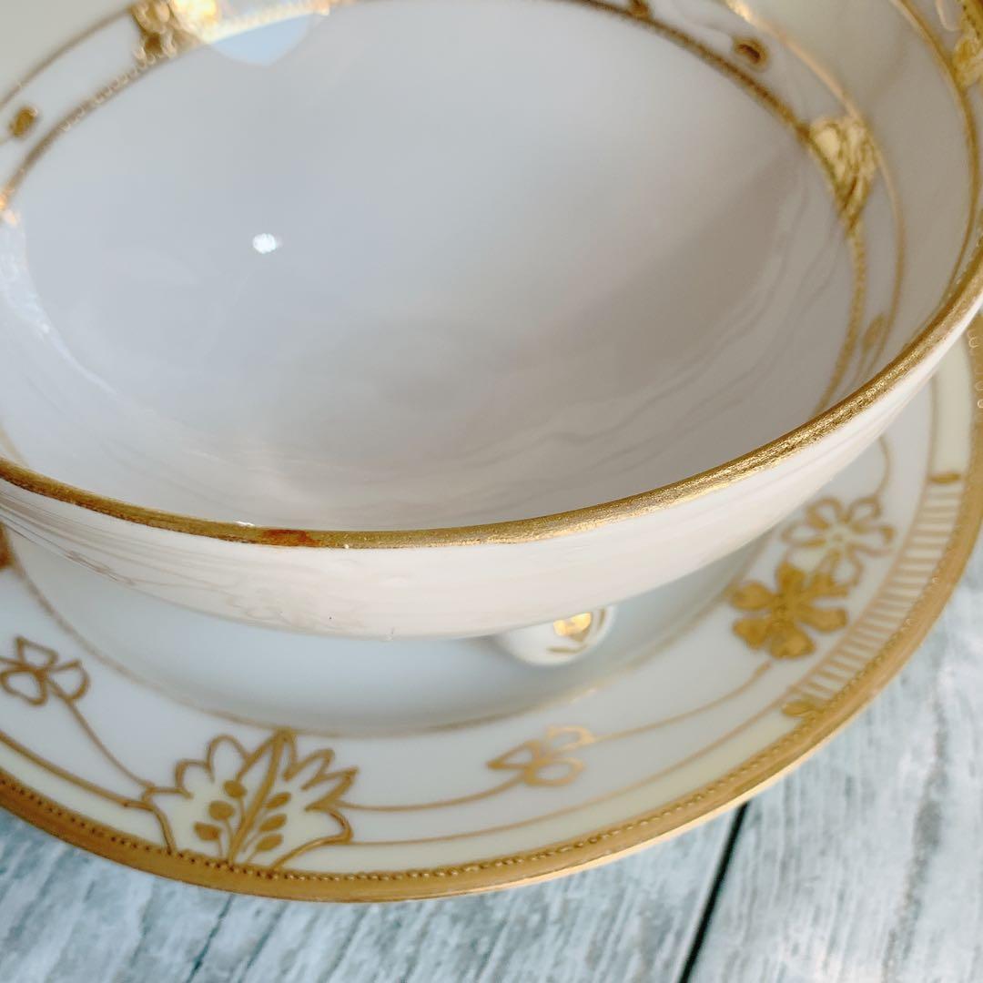 オールドノリタケ 盛り上げ モリムラ ソース用 カップ＆ソーサー 足付き 金彩