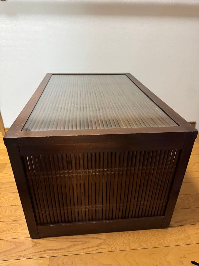 小泉産業　アジアン家具　竹細工　バンブーテレビ台　ガラス天板