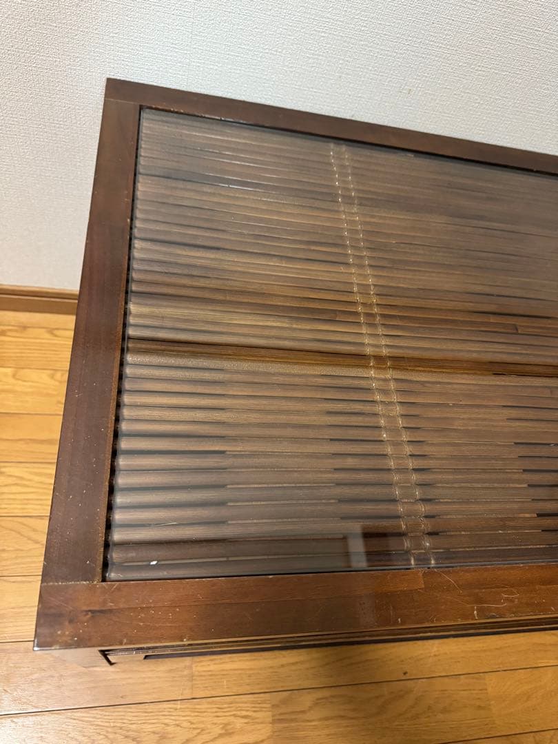 小泉産業　アジアン家具　竹細工　バンブーテレビ台　ガラス天板