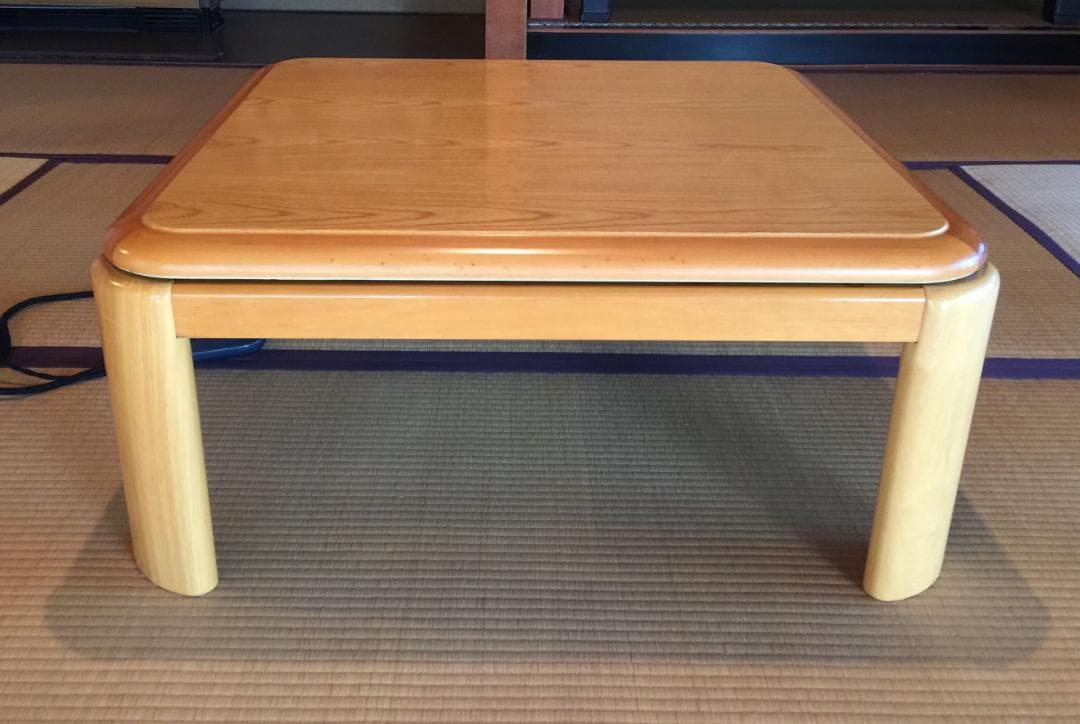【美品】コイズミ 家具調コタツ ナチュラル木製 正方形 つぎ脚付き 600W