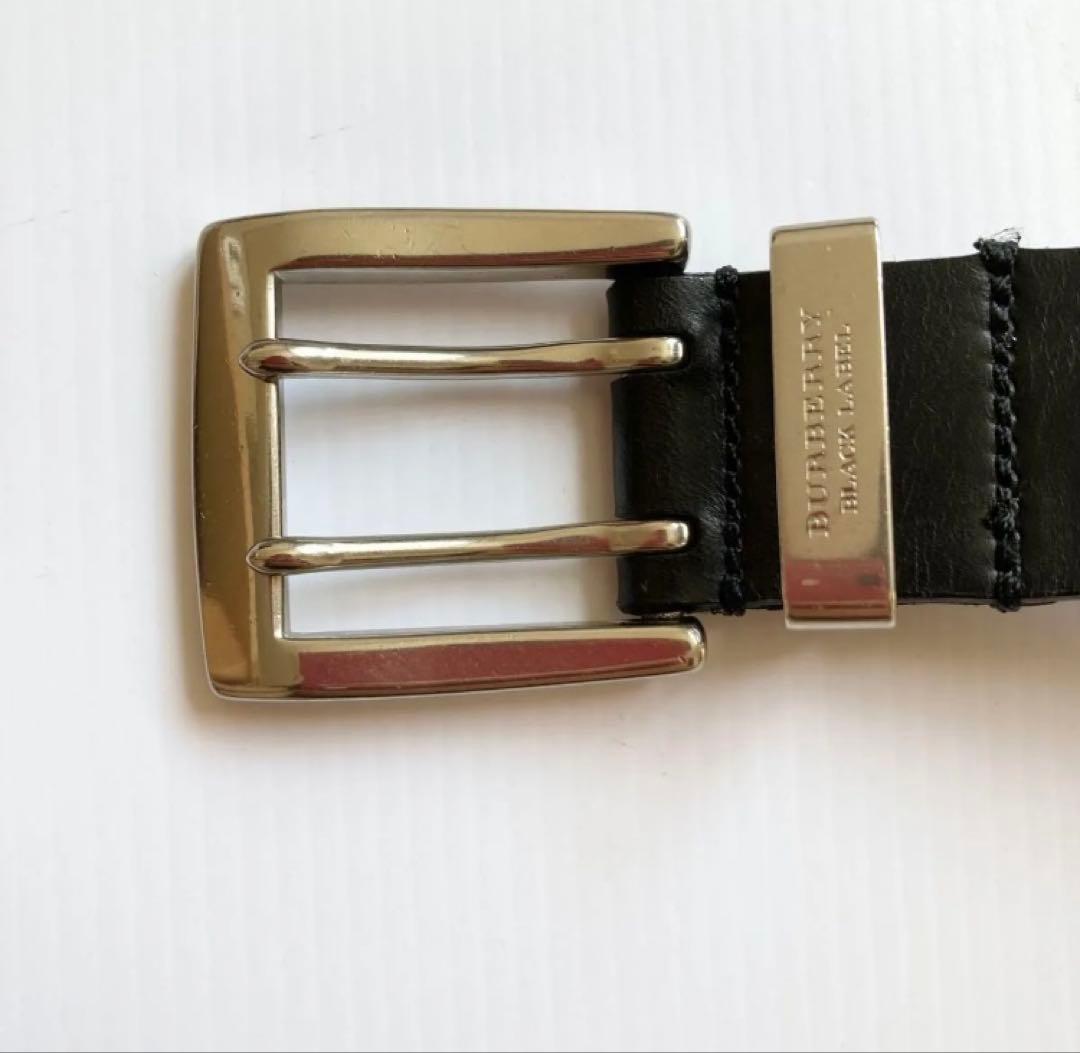 バーバリー メンズダブルホールレザーベルト リアルレザー 本革 黒