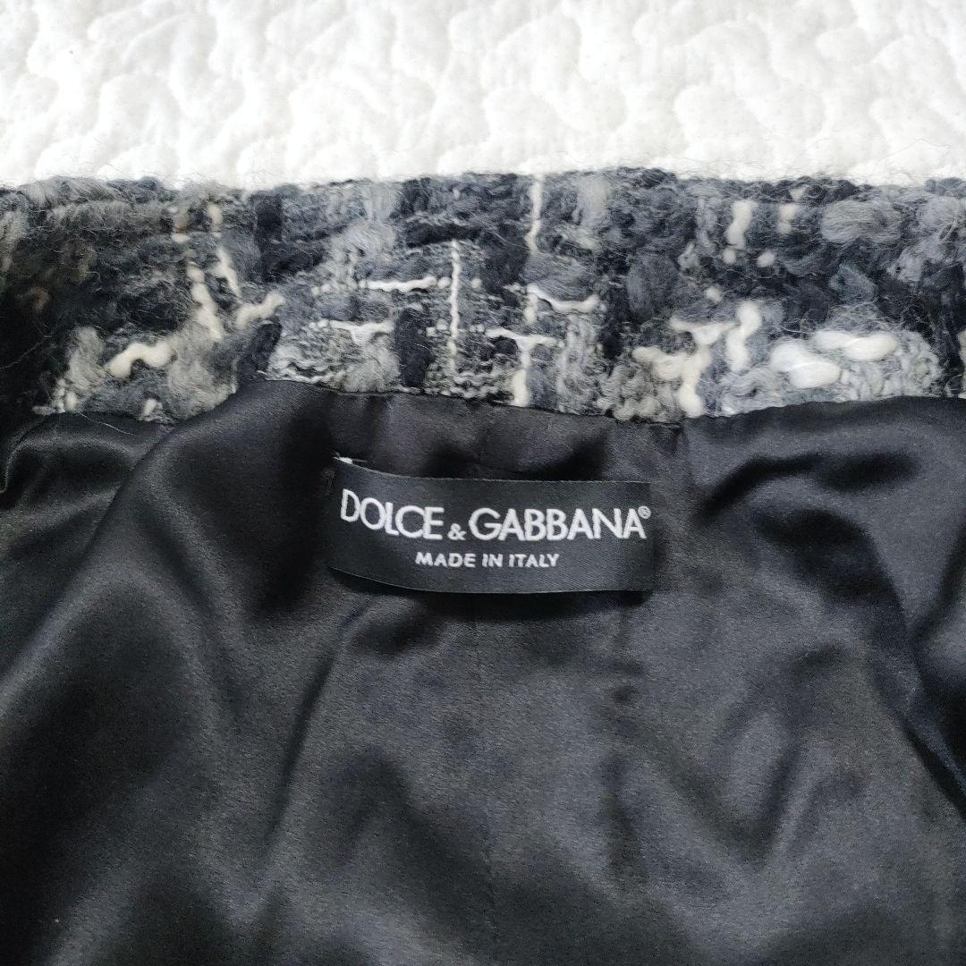新品✨ドルチェ＆ガッバーナ　ウールツイードノーカラーコート　グレー　40