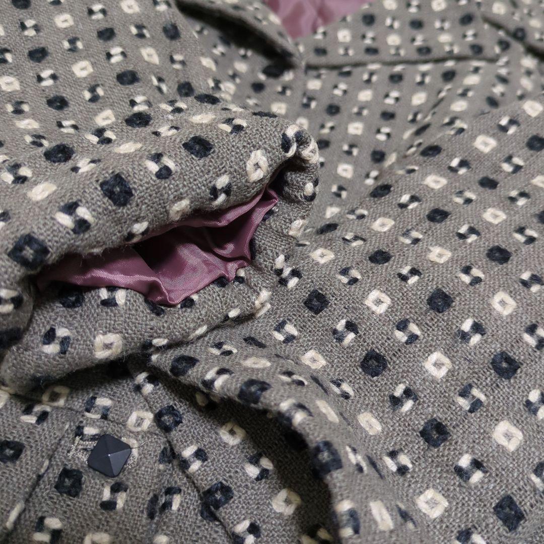 ホコモモラ/Jocomomola/ロングコート/刺繍/グレー/日本製/Ｌサイズ