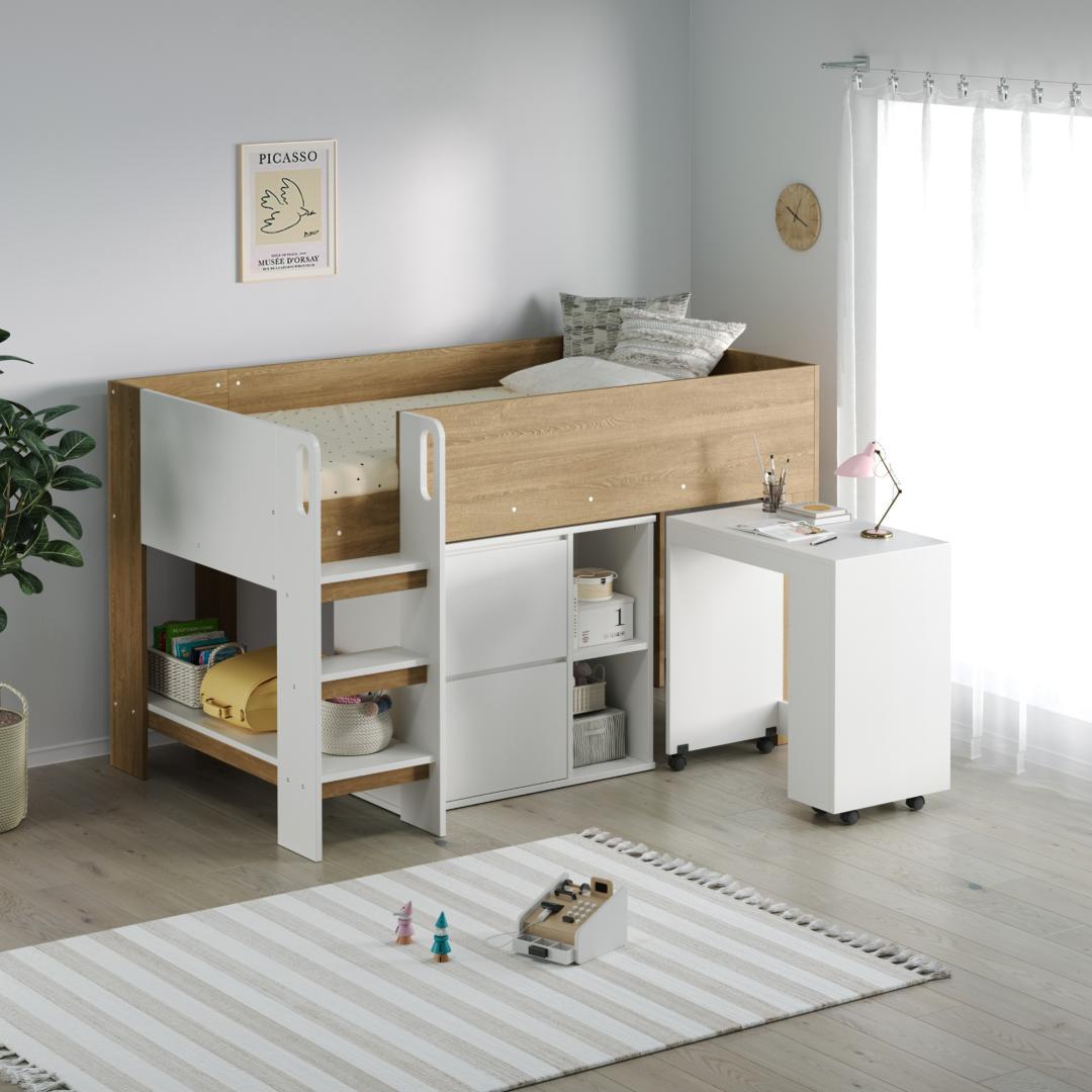 システムベッド 3点セット 分離可能 高さ120cm シングル ロータイプ 木製