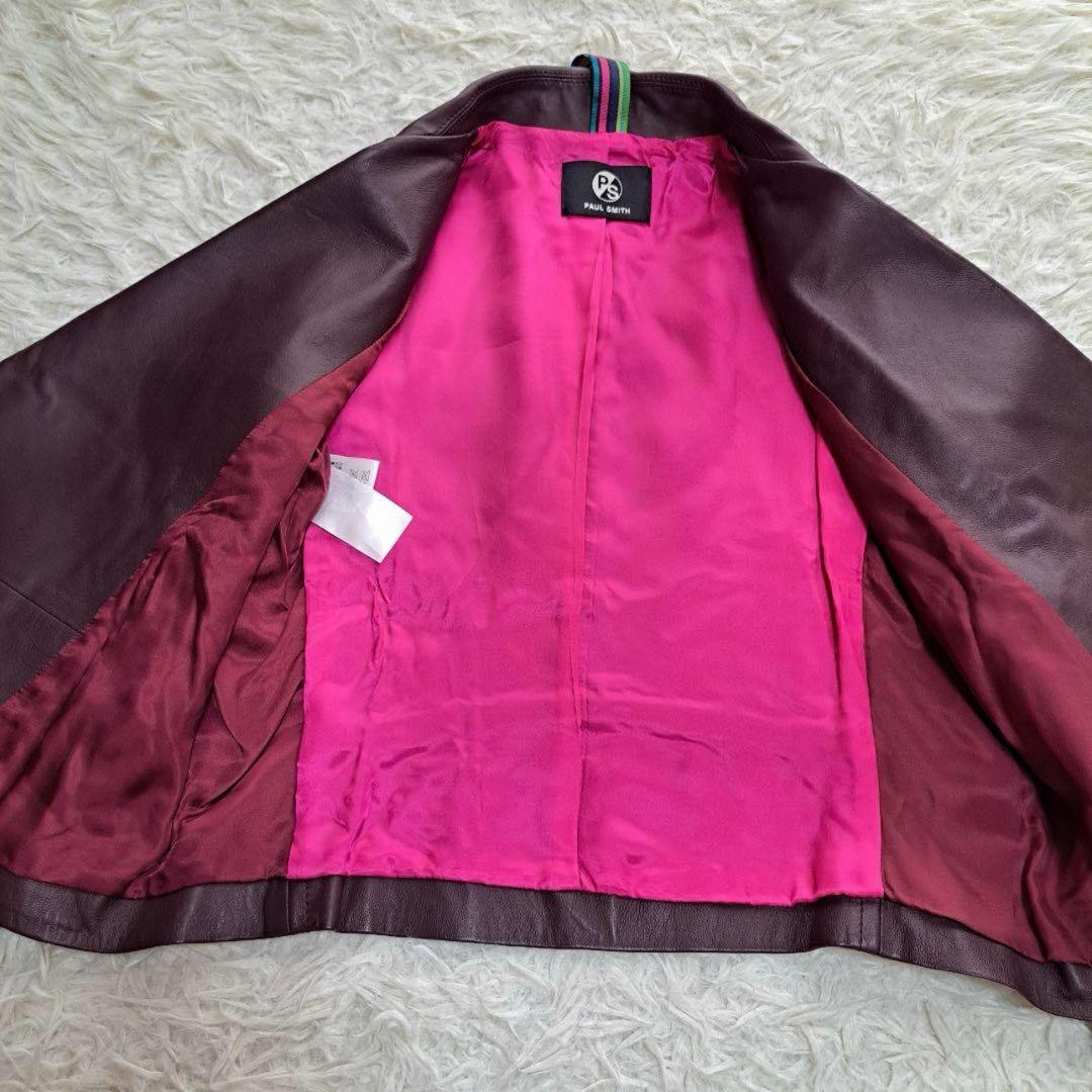 PS Paul Smit ダブルライダース ラムレザー ジャケット　ボルドー