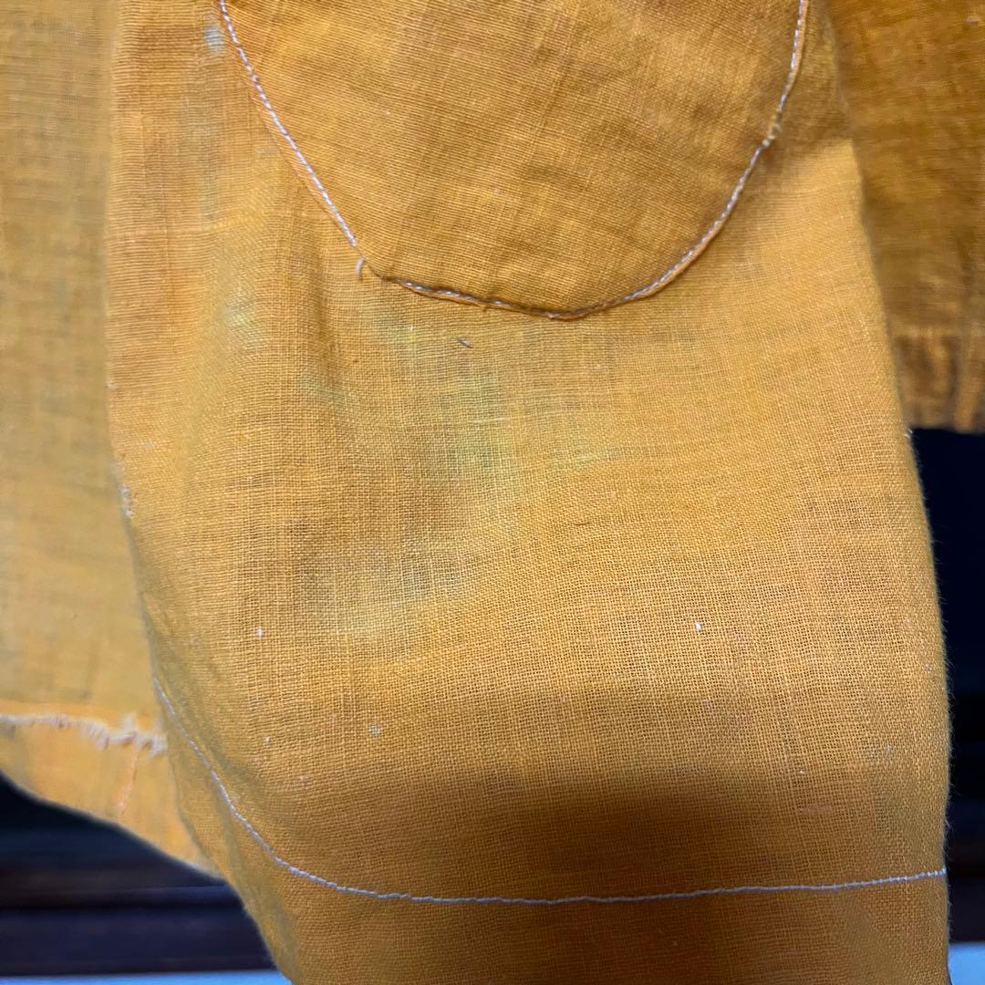 10s french vintage コットン シャツジャケット 山吹色