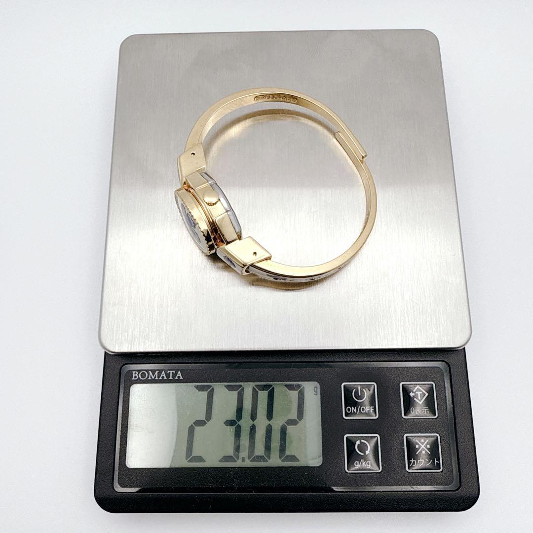 極美品✨ アンドレムッシュ　バングルウォッチ　花柄　フラワー ゴールド　スイス製