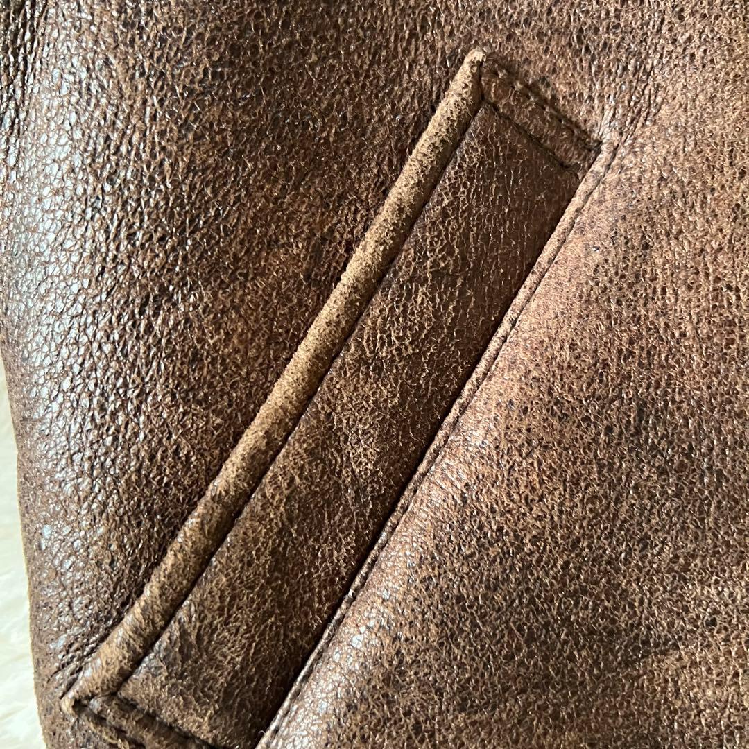 Bー3ラムレザー 本革フライトボアムートンジャケットブラウン90'00'