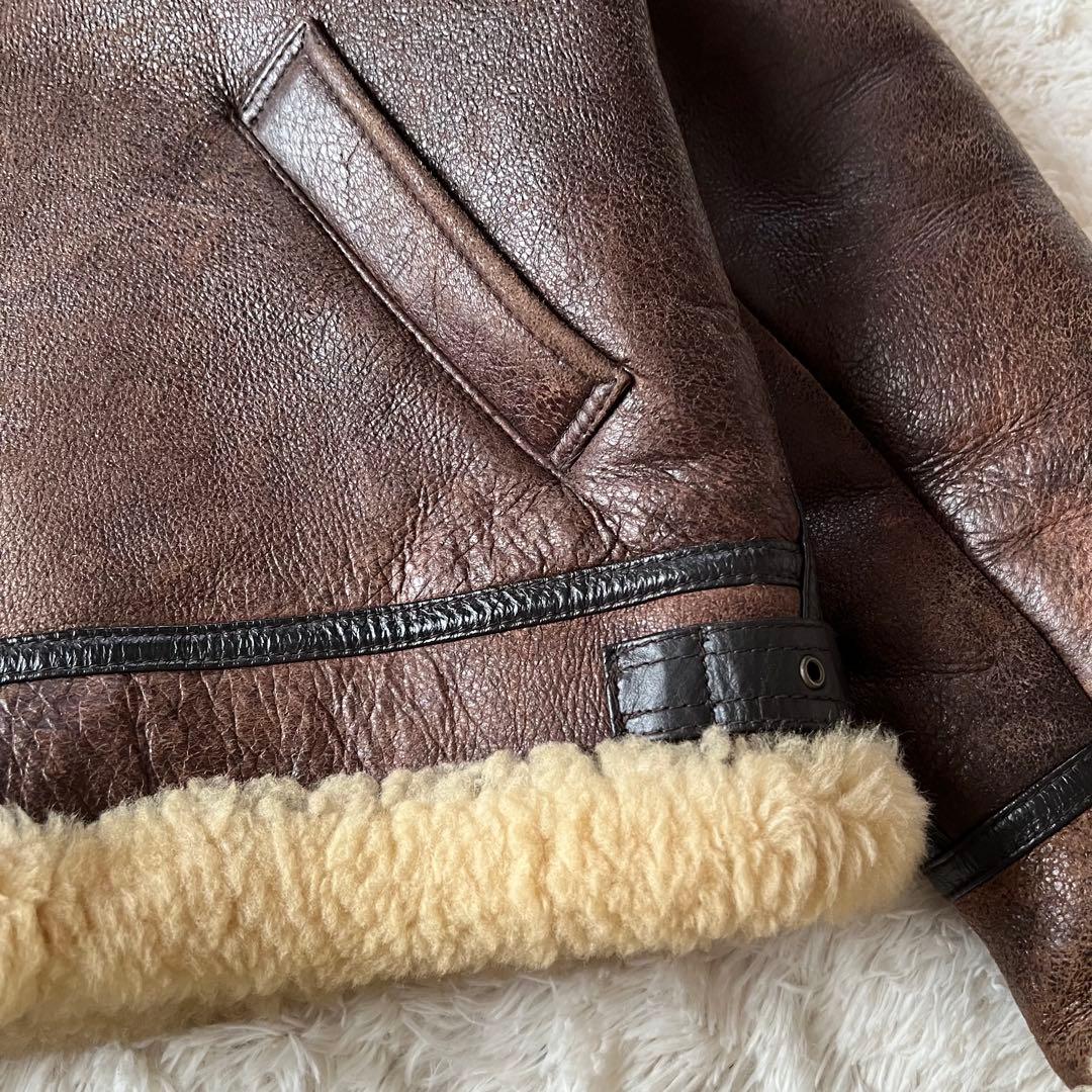 Bー3ラムレザー 本革フライトボアムートンジャケットブラウン90'00'