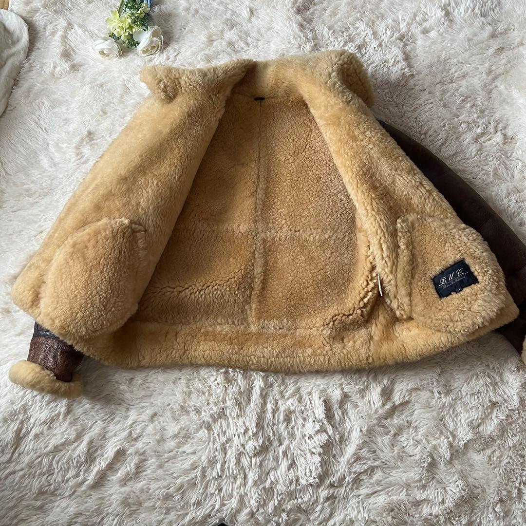 Bー3ラムレザー 本革フライトボアムートンジャケットブラウン90'00'