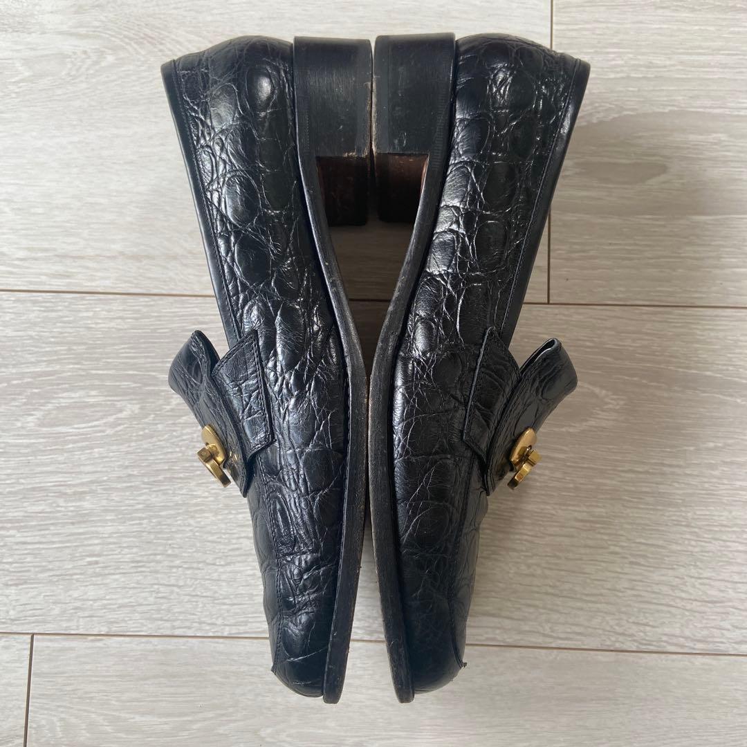 フェラガモ　ローファー　フラットシューズ　黒 ブラック　7/C 24cm