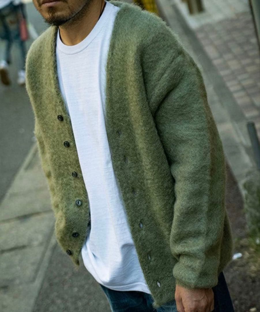 ¥77000 リアルマッコイズ　モヘアニット　カーディガン　ミント