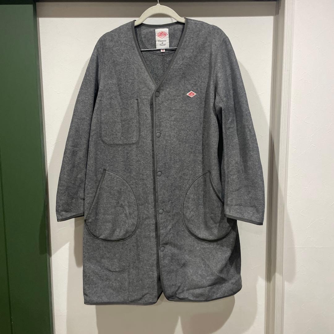 DANTON フリース カラーレス コート 38 グレー