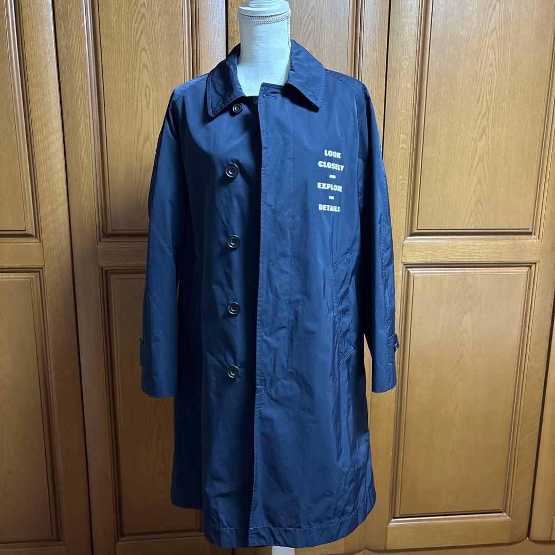 デンハムDENHAMネイビー ステンカラーコート ロゴ入り