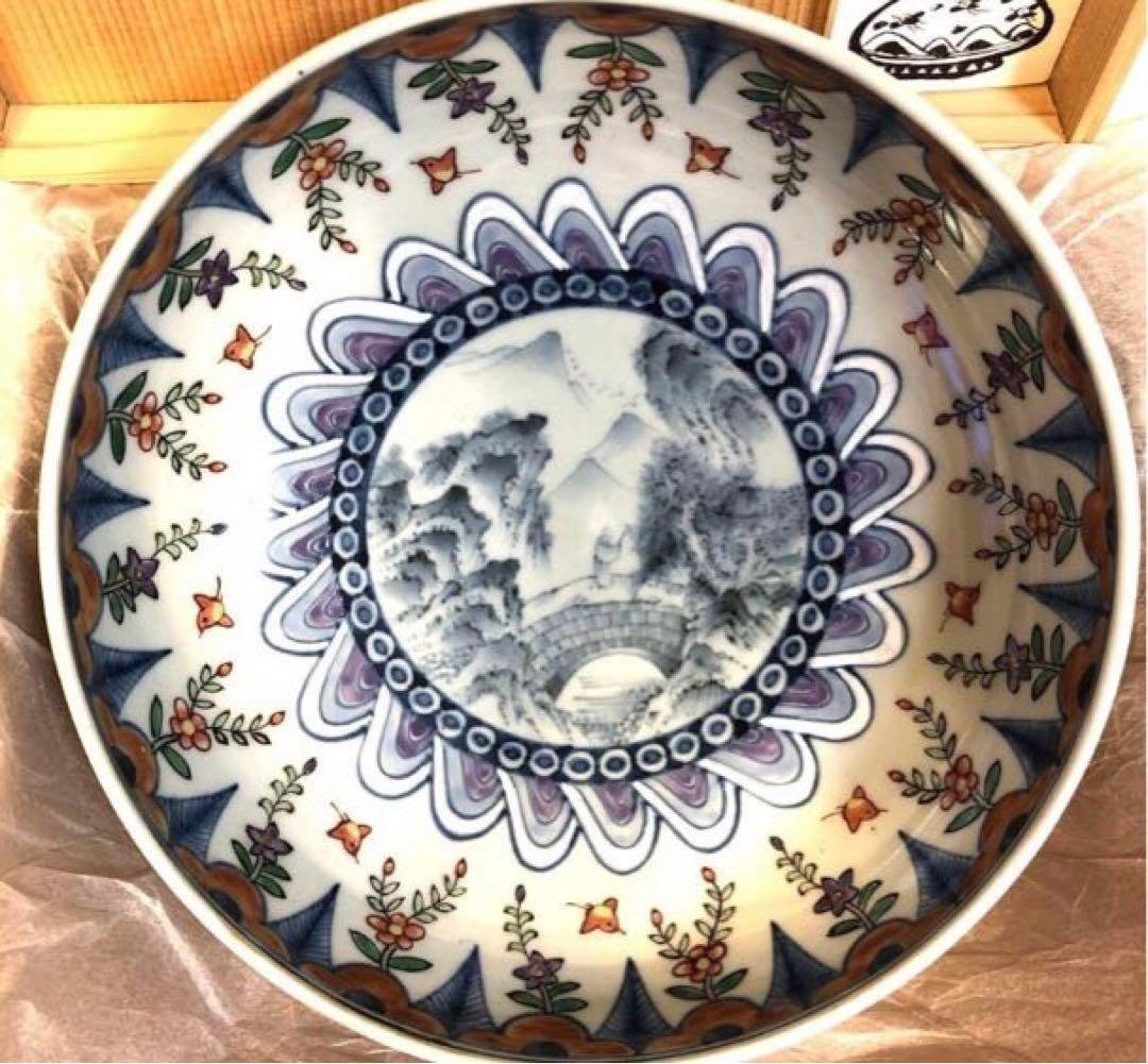 佐藤走波　染錦草花波千鳥山水　はち　定価7.2000円【新品未使用保管品】