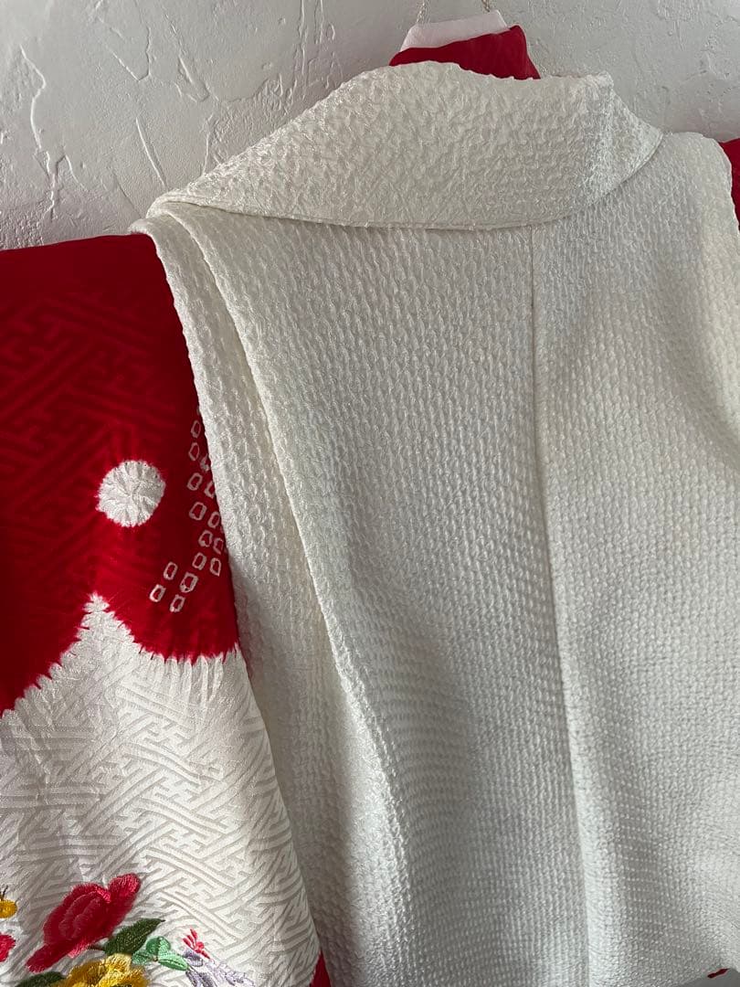 七五三　3歳　正絹お着物セット　ハンドメイド　白総絞り被布