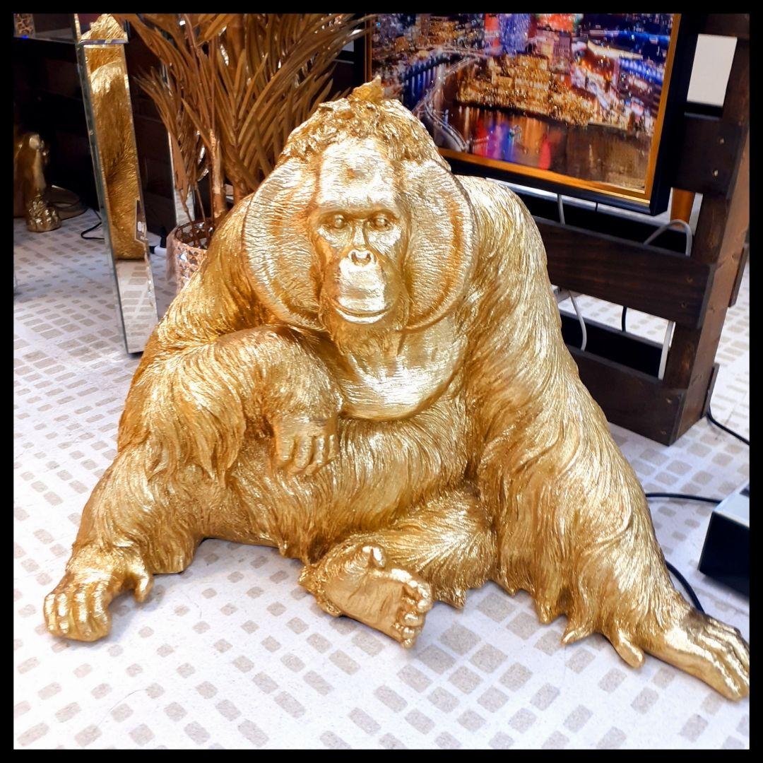 輸入雑貨　北欧　ゴールド　『オラウータンのオブジェ』　開運　縁起物　大きい