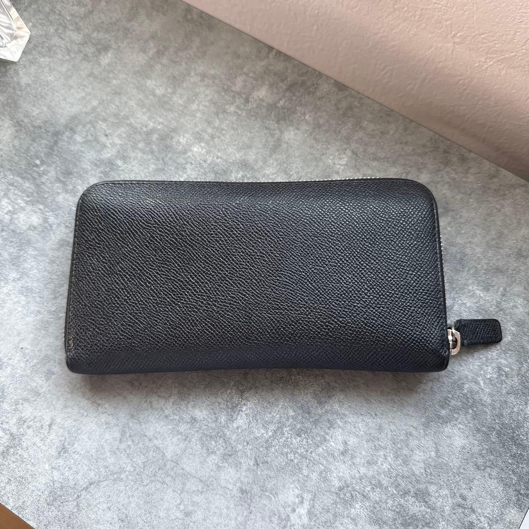 ブラックレザー長財布 ジッパー式