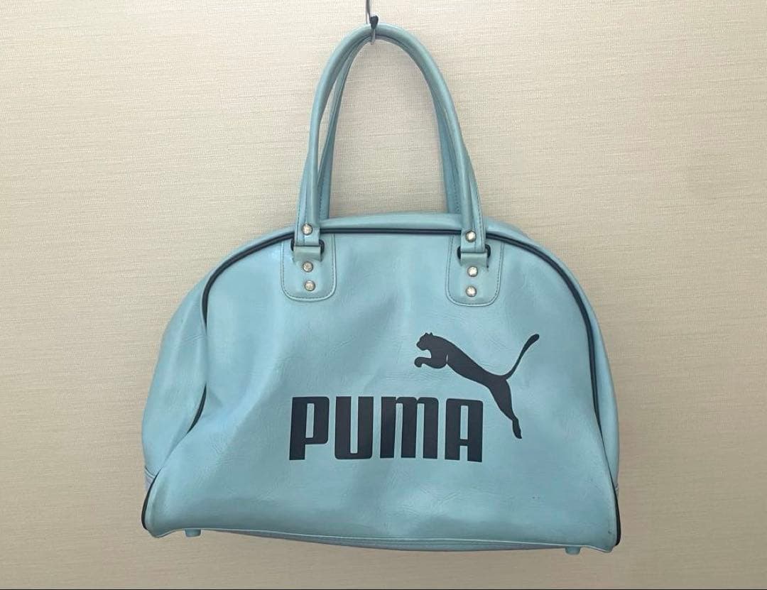 【レトロ】 PUMA 水色　ボストンバッグ