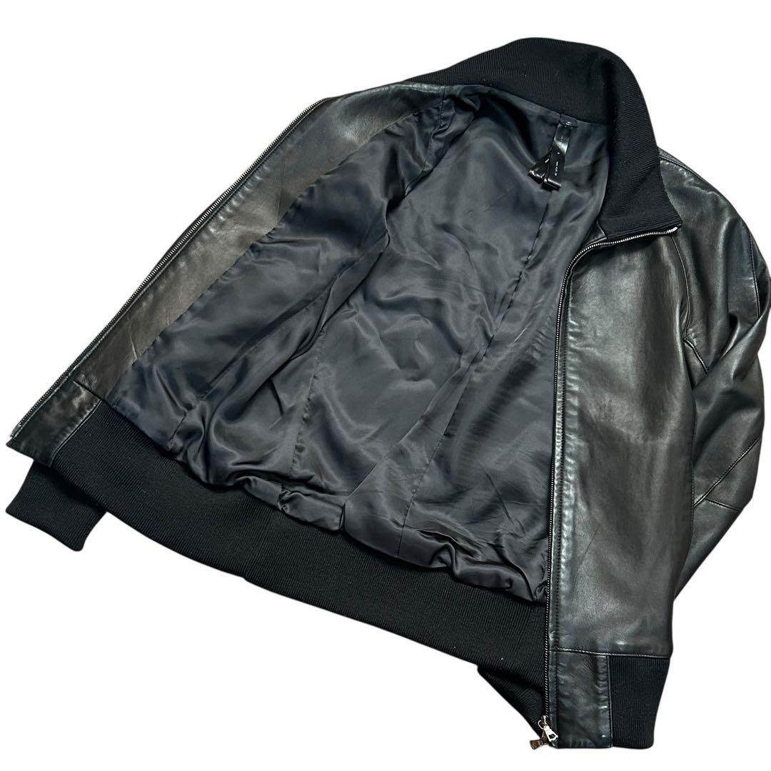 WJK ラムレザートラックジャケット ライダース 黒 S