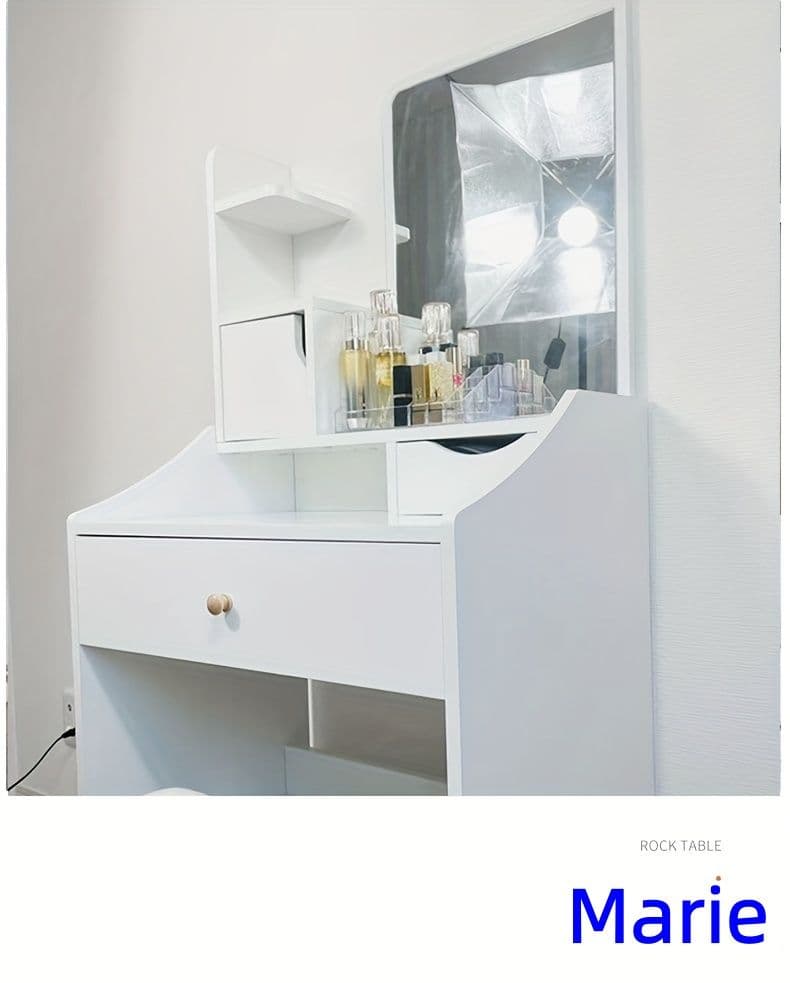 コンパクトかわいいドレッサー フレンチナチュラルスタイル ミラーライト付き女性用