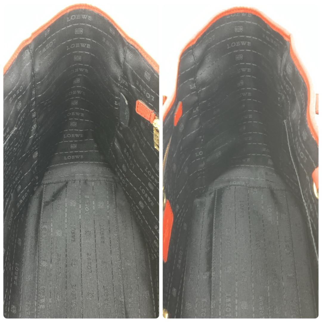 ロエベ ヘリテージ トートバッグ 本革 コーラルレッド オレンジレッド 紅色