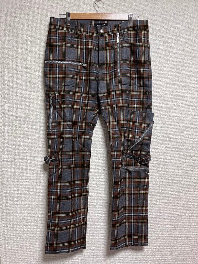アンダーカバーUNDERCOVERチェック柄ボンテージパンツ