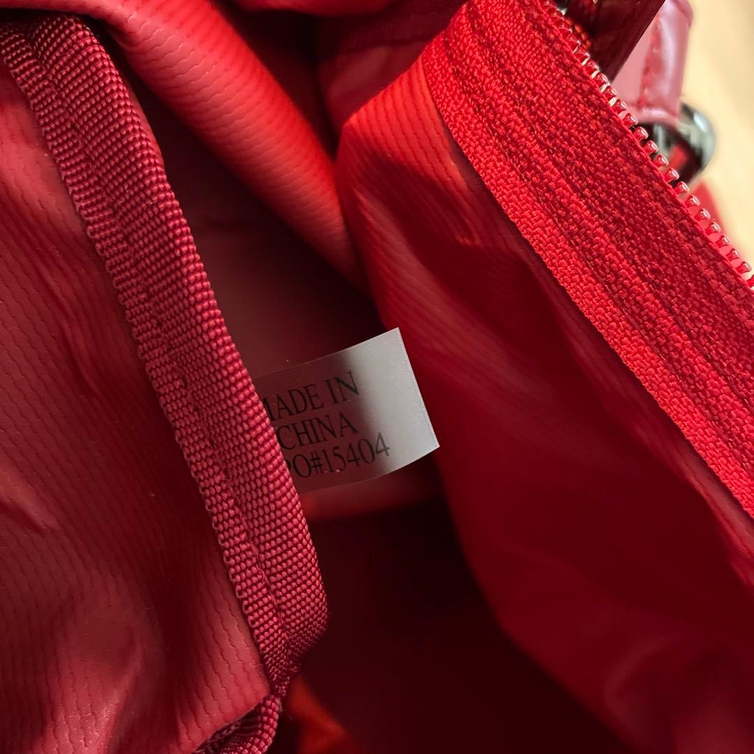 美品ロンシャン　カギ付き　旅行ボストンバッグ赤