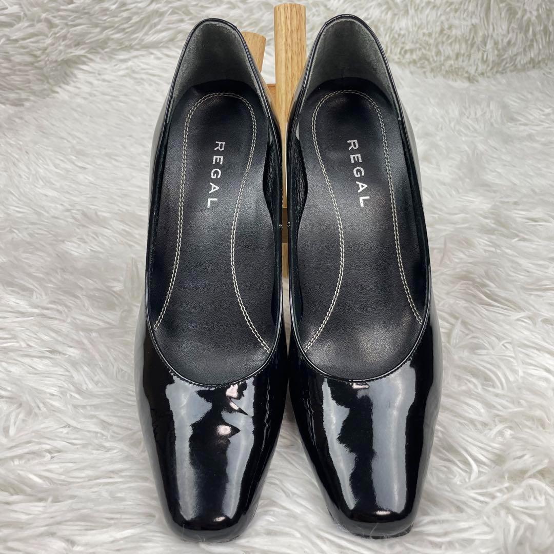 極美品✨リーガル✨ハイヒール✨23cm✨スクエアトゥ✨エナメル✨黒✨冠婚葬祭