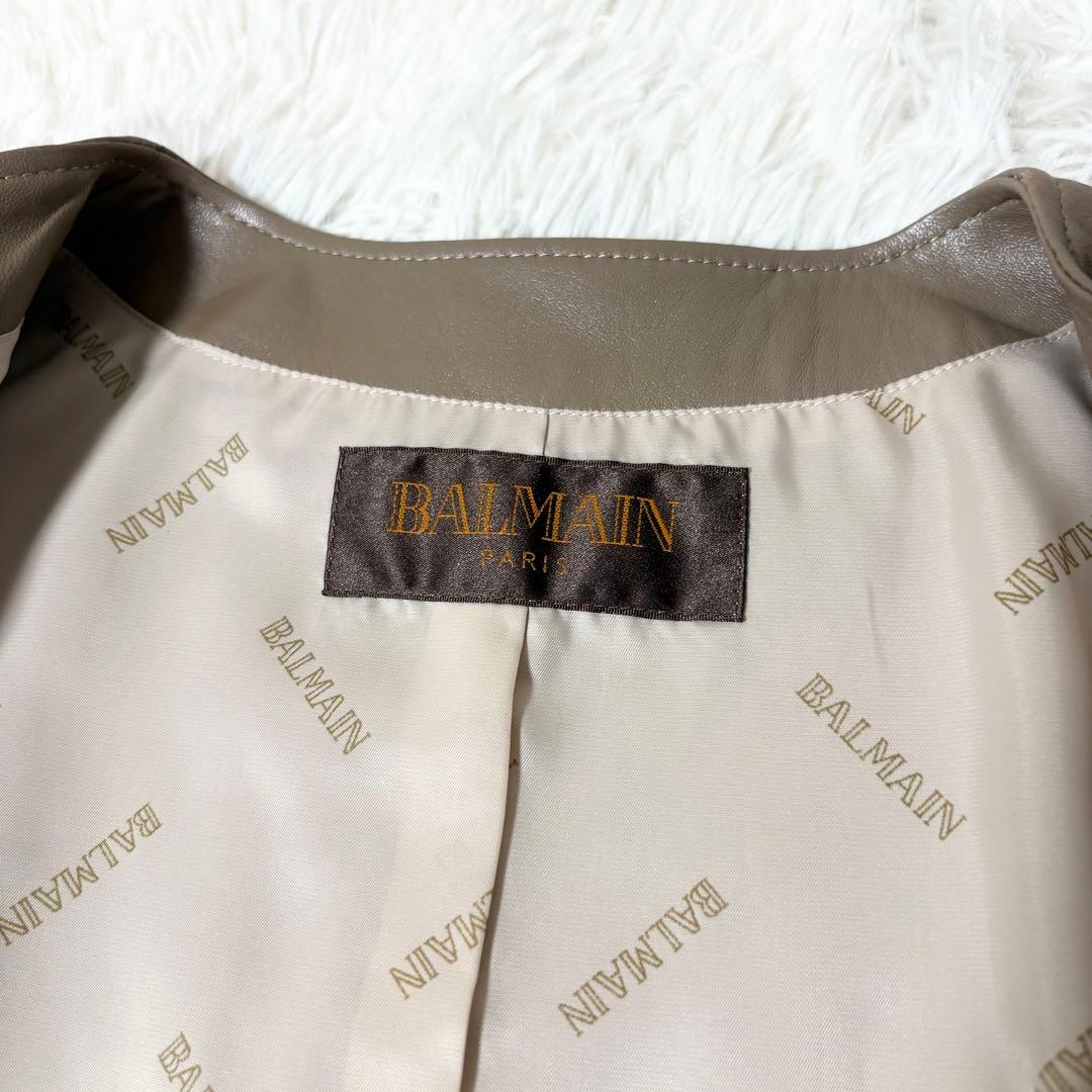 極美品✨バルマン ベルテッド レザーコート 羊革 ラムレザー　ブラウン L相当