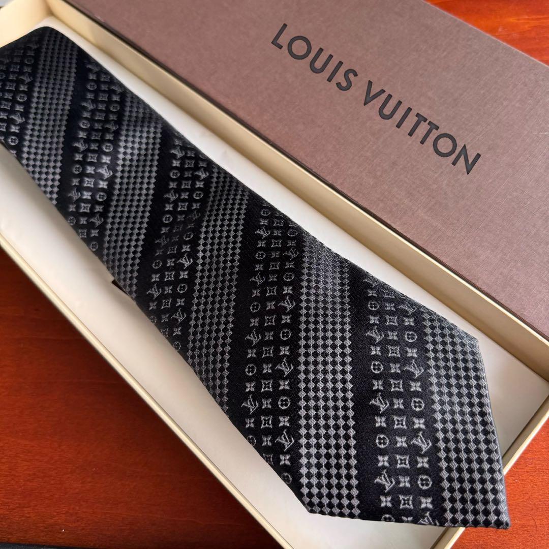 最高級 ルイヴィトン マイクロダミエ ミックスモノグラム ネクタイ ガンメタ