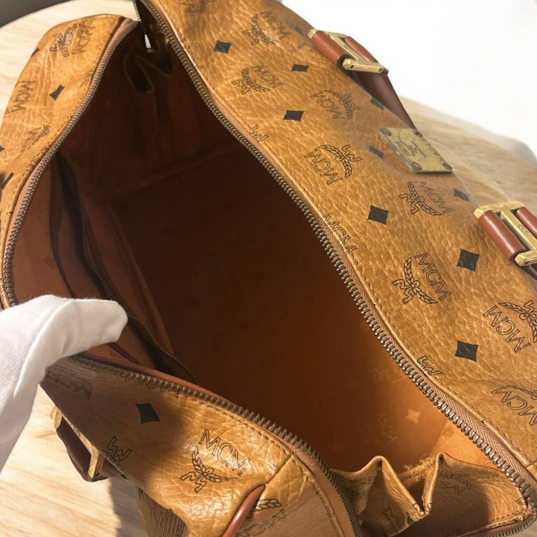 ダイヤル付き✨MCM ボストン バック ヴィセトス柄 レザー ブラウン 大容量