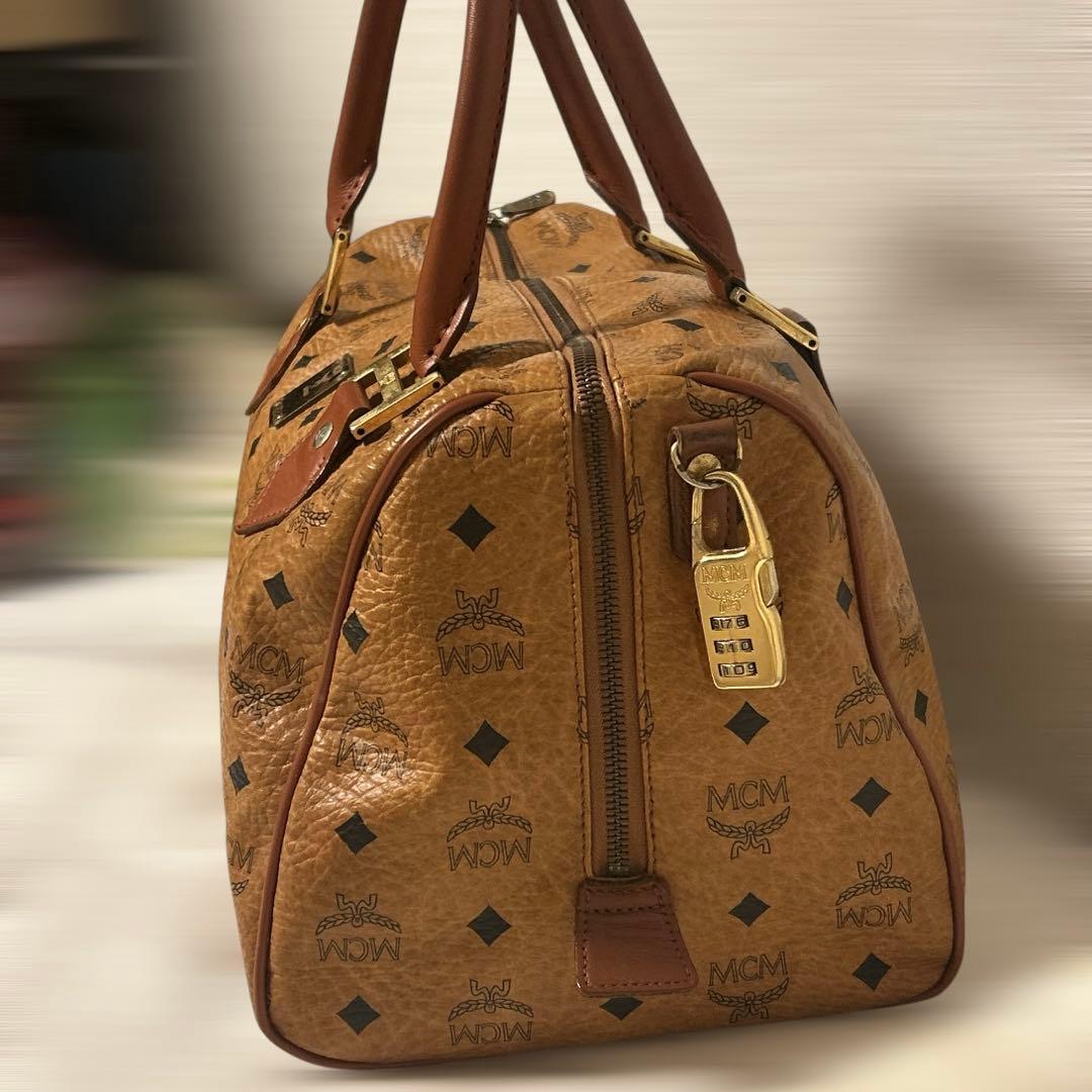 ダイヤル付き✨MCM ボストン バック ヴィセトス柄 レザー ブラウン 大容量
