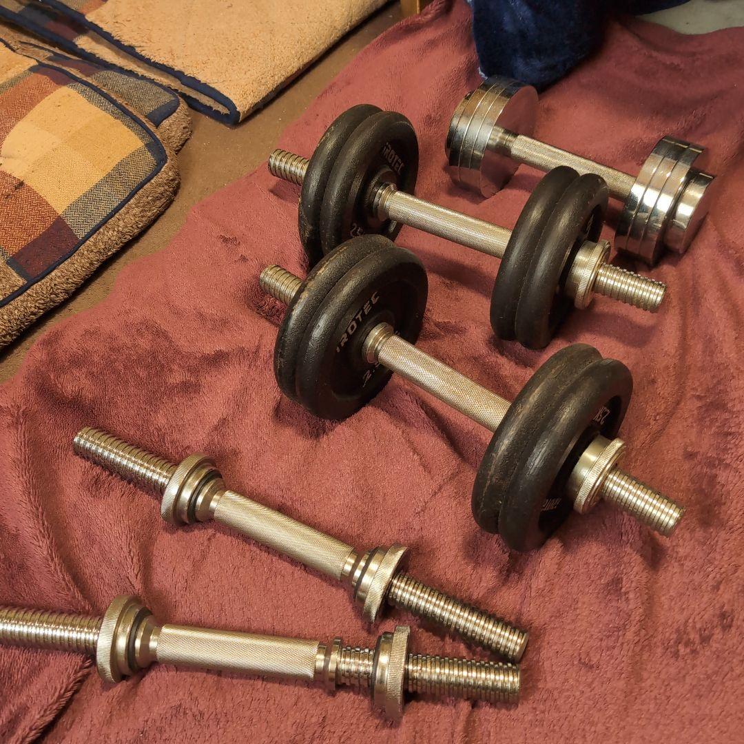 【アイロテック他】トレーニングベンチ バーベル他ウェイトは計100キロ以上