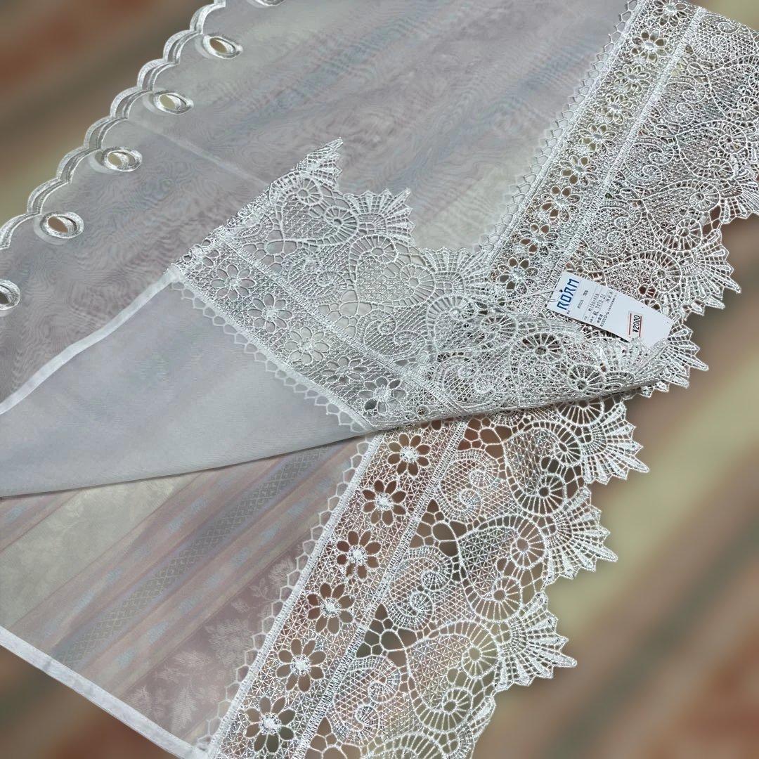 ボブ様確認用　新品未使用　ホワイトレースカフェカーテン アイレット式