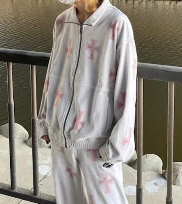 未使用 アンノウン ロンドン ベロア セットアップ 上下 XS ラインストーン