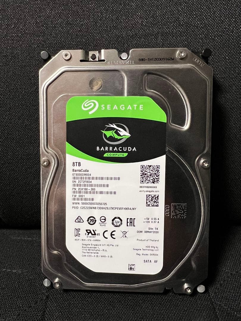 美品‼︎低使用時間 Seagate Barracuda 8TB 内蔵型HDD