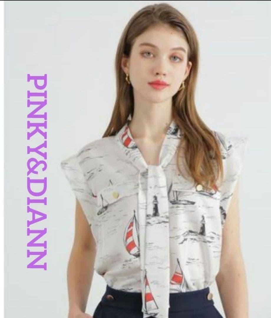 アポロ様　ピンキーアンドダイアン◆メタルバータックブラウス ネイビー 38の2点