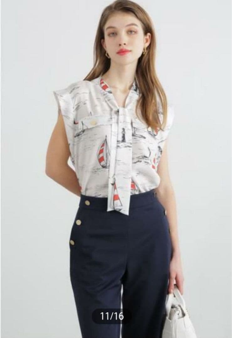 アポロ様　ピンキーアンドダイアン◆メタルバータックブラウス ネイビー 38の2点