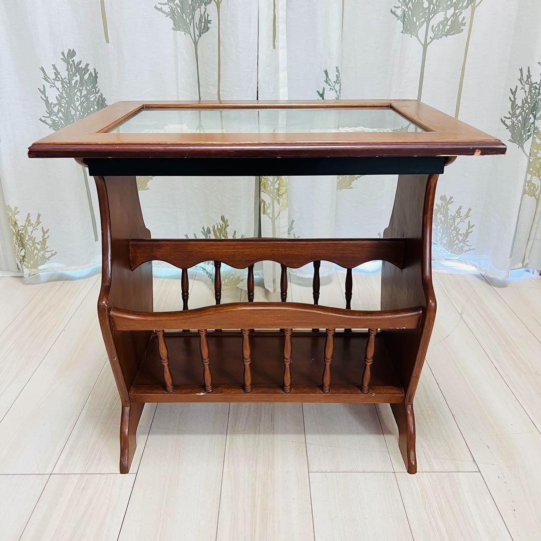 木製　マガジンラック　サイドテーブル　ロープノット　結び　レトロ