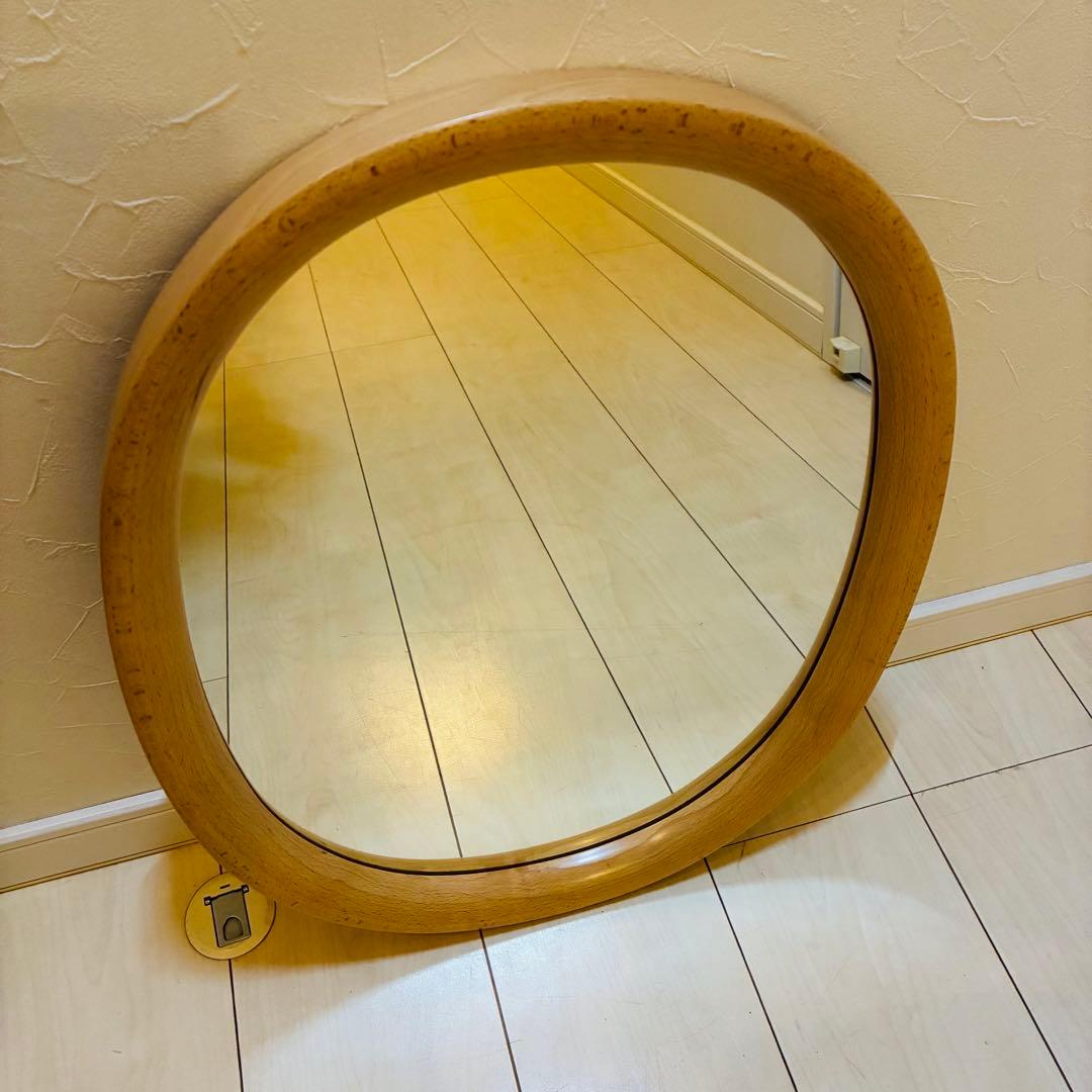 【極美品】秋田木工 白木 ウォールミラー　壁掛け鏡
